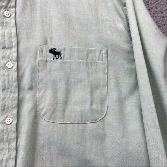 Abercrombie & Fitch Button Up Shirt Size Large Mens Green Long Sleeve - Picture 3 of 6
